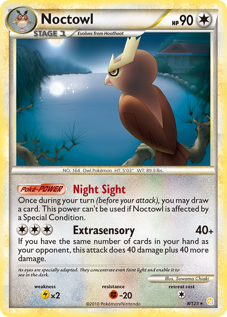 HeartGold SoulSilver Non - Holo Noctowl #8/123